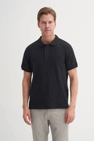 Cazador Polo Yaka Regular Fit Örme Dalga Desenli Tişört Siyah