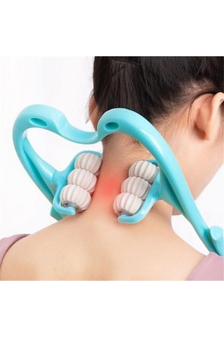 Çok Fonksiyonlu Manuel Altı Tekerlekli Boyun Masaj Aleti Beyaz