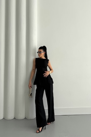 Etiler Collection Jakar Keten Kolsuz Bluz-pantolon Tk - Siyah Siyah