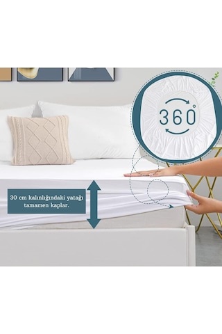 Elyaf Sepeti Fitted Tek Kişilik Su Sıvı Geçirmez Yatak Koruyucu Alez Çarşaf 90 x 190 +1 Adet Yastık Alezi 50 x 70