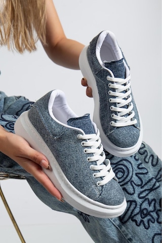 Erceka Günlük Sneaker Kadın Spor Ayakkabı Bağcıklı Beyaz-siyah-mavi-gümüş-gold-sarı Koyu Mavi Kot