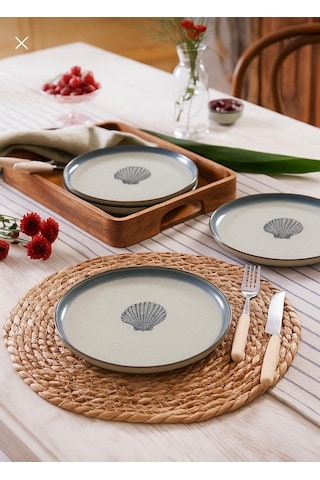 Moderna 4 Parça 21 Cm Pasta Tabağı Tarçın Midye Desenli Tarçın