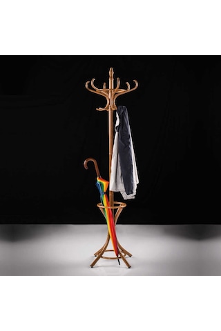 Adore Mobilya Handy Mate Dorya 12'li Ahşap Askılık Ceviz 51 x 185 x 51 CM Ceviz