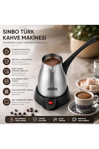 Çelik Elektrikli Cezve Türk Kahve Makinesi - 5fincan 400ml 360 K Diğer