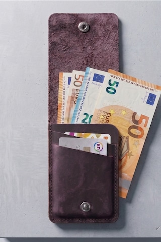 Luvo %100 Gerçek Deri El Yapımı 3 Bölmeli 9 Kart Kapasiteli Cüzdan Premium Kompakt Kartlık Açık Mor