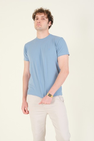 Giyim Dünyası Erkek Sıfır Yaka Basic T-shirt Mavi 001