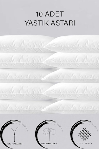 10 Adet Fermuarlı Yastık Astarı 50x70cm Fermuarlı Beyaz Yastık Kılıfı Yastık İç Kılıfı Şilte Milt 10 A Çok Renkli