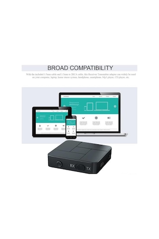 Bluetooth 5.0 Ses Alıcı Verici Aux Rca Usb Stereo Kablosuz Mikrof