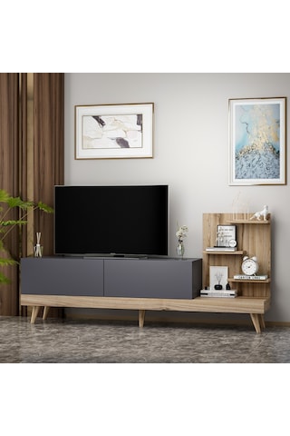 Bmdekor Tv Sehpası Desso Antrasit Ceviz 180 Cm