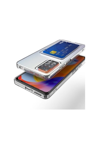 Xiaomi Redmi Note 11s İle Uyumlu Kılıf Kartlıklı Kartvizitli Şeffaf Telefon Kılıfı Kapak