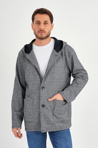 Alexandergardı Kapüşonlu İçi Şardonlu Oversize Hırka E23-607 03 Lacivert Melanj