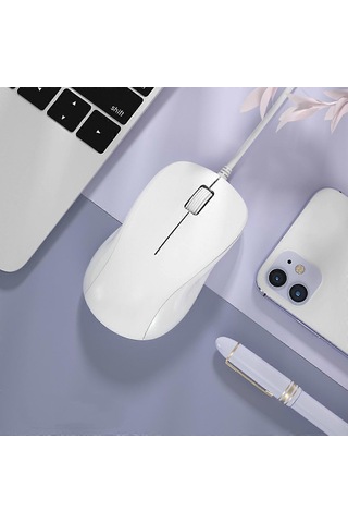 Dizüstü Bilgisayar, Masaüstü Bilgisayar Faresi Ve Usb Fare İçin Sessiz Kablolu Fare, Saf Beyaz
