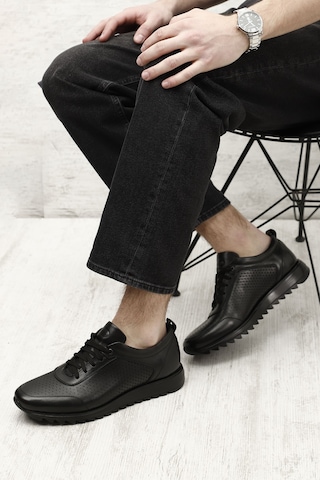 Gönderi(R) Erkek Siyah Hakiki Deri Bağcıklı Sneaker Ddma35431103 Siyah