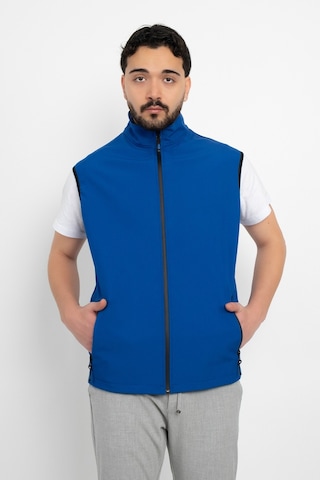 Dasüniforma Unisex Traşlanmış Tüylenmez Cepli Polar Yelek Standart Tam Fermuarlı Soğuk Geçirmez Polar Yelek Mavi