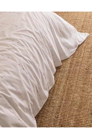 Madame Coco Estampe Çift Kişilik %100 Pamuk Ranforce Nakışlı Nevresim Takımı - Beyaz 8684427205303 Beyaz