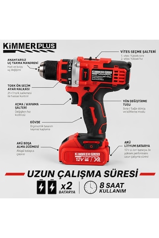 Km0101k 12v Metal Şanzıman Şarjlı Matkap 24 Parça Set