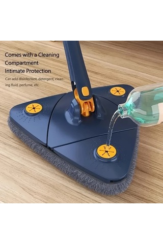 Xuweiwei Mavi 360 Derece Dönebilen Uzun Saplı Temizlik Paspası Islak Ve Kuru Çift Kullanımlı Zemin Duvar Cam Temizliği