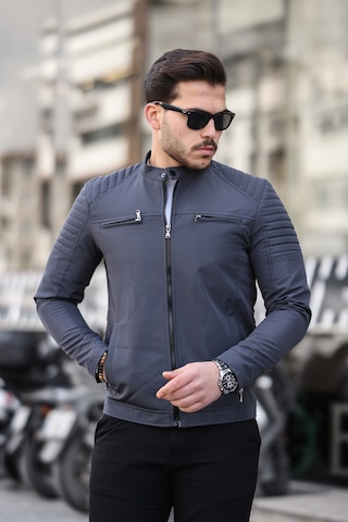 Mero Life Erkek Gri Su Ve Rüzgar Geçirmez Slim Fit Astarlı Mevsimlik Mont Gri