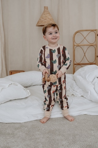 Kazak Baskılı Color Shapes Çocuk Pijama Seti Bej