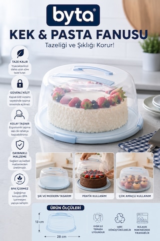 Kapaklı Kek Ve Pasta Fanusu Şeffaf Yuvarlak Pasta Saklama Ve Servis Kabı Bpa İçermez Mor Pembe Mavi Siyah 1 Adet Karışık Renk Gönderilir Mavi