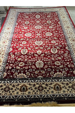 Asaryün Halı Ipek H5500 Bordo İpeksi Geleneksel Renkli Göbekli Klasik Desen Salon Halısı Modern Renkli