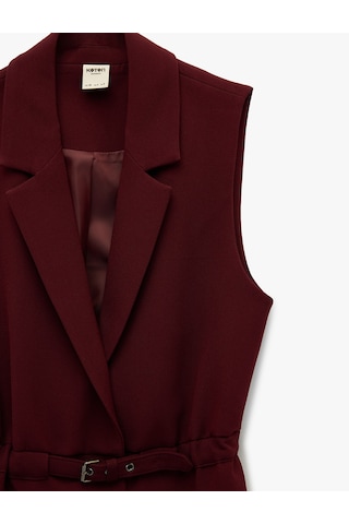 Koton Regular Fit Kolsuz Kemerli Kruvaze Yaka Yelek Bordo 6sak20009uw Bordo