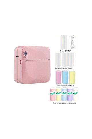 Motion003 Gotoog Taşınabilir Mini Fotoğraf Yazıcı Pembe 11 Rulo Termal Kağıt Usb Şarj Kablosuz Bağlantı 1200mah Pil iOS Uyumlu Android