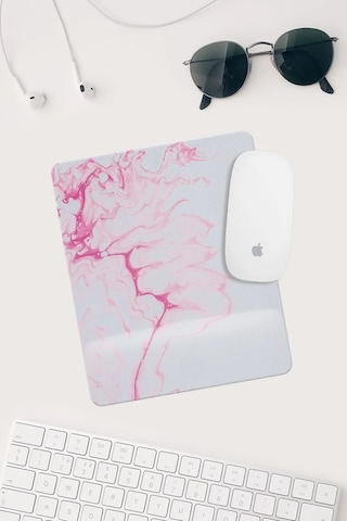 Pembe Beyaz Desenli Bilek Destekli Dikdörtgen Mouse Pad Mouse Altlığı. Mousepad