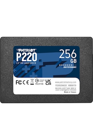 Patriot P220 256 GB 550/490MB/S 2.5" Sata3 SSD Disk P220S256G25