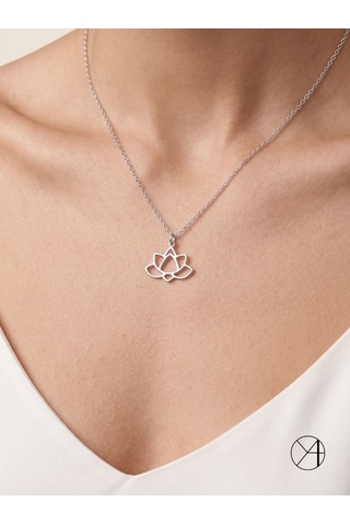 Tasarım Lotus Çiçeği Gümüş Kolye Oyot319