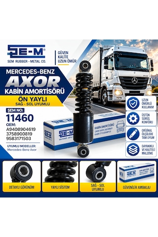 Mercedes Axor Ön Yaylı Kabin Amortisörü Sağ Sol Şem 11460 A9408904619 3758900819