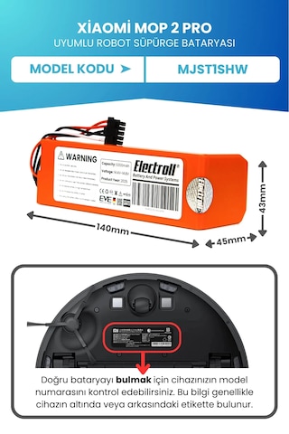 Xiaomi Mop 2 Pro Batarya Mjst1shw 5200mah