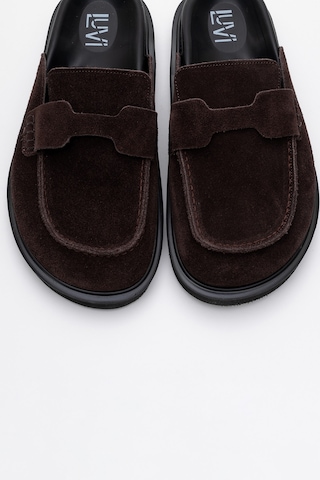 Luvishoes Brısa Kahverengi Süet Hakiki Deri Kadın Terlik Kahverengi