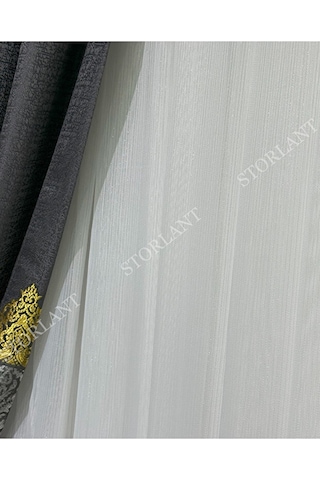 Simli Bambu Ağır Gramajlı 1/3 Sık Pileli Ütü İstemez Tül Perde Yoğun Dokulu Premium Bambu Kırık Beyaz