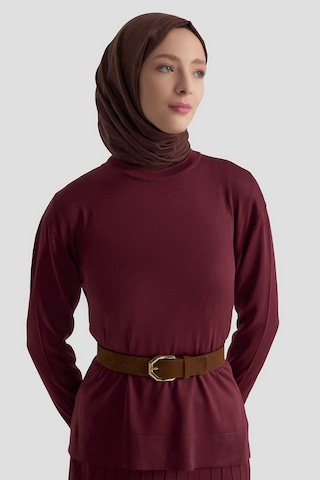 Armine Trend Eteği Çizgi Detaylı Triko İkili Takım Bordo 25kt601