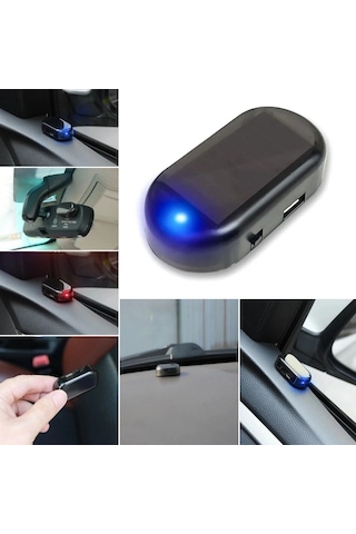 Araç İçin Caydırıcı Solar Enerji İle Şarj Olan Güçlü Yapışkanlı Işıklı Plastik Mini Sahte Alarm Çok Renkli