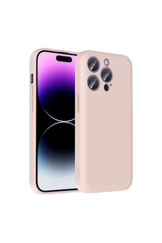 Apple Uyumlu iPhone 14 Pro Max Kılıf Kamera Korumalı Kartlık Hazneli Zore Vitra Kapak Pembe