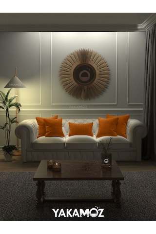 Br Yakamoz Portakal Rengi Kırlent , Yastık Kılıfı Kadife Görünümlü Velvet Touch Serisi Portakal Rengi