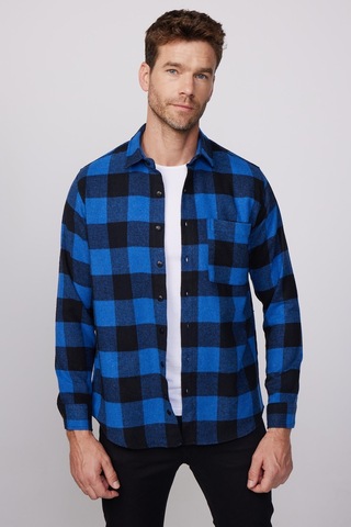 Tudors Klasik Fit Geniş Kesim Tek Cep Kareli Oduncu Kışlık Erkek Gömlek-28635-multi Çok Renkli