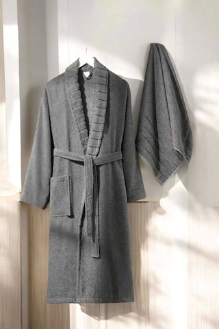 Aqualoom Lüx Erkek Bornoz Ve Havlu Seti %100 Pamuklu Antrasit S-m Diğer