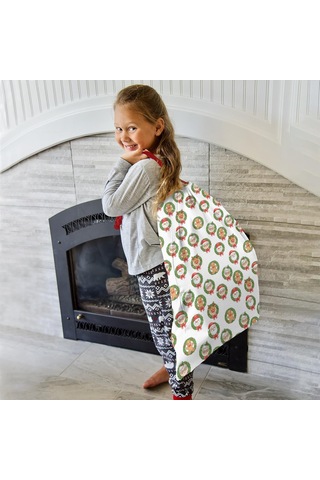 Büyük Noel Baba Hediye Çantası, Pamuklu Kordonlu, Yeniden Kullanılabilir Noel Karakter Gülü