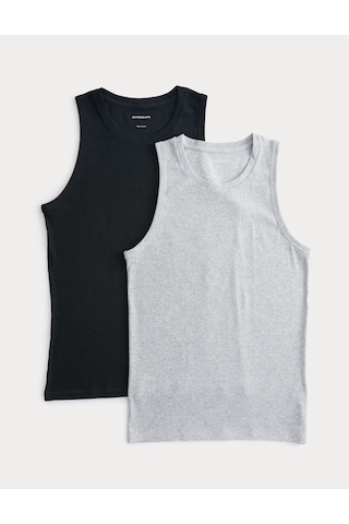 Marks & Spencer Regular Fit Kısa Kollu Premium Atlet T14001607a Siyah Mix
