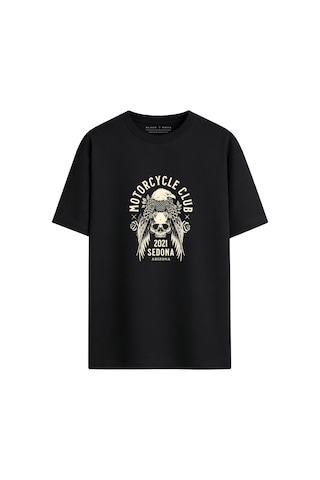 Black Nova Oversize Baskılı Unisex %100 Pamuk T-shirt Sedona Siyah