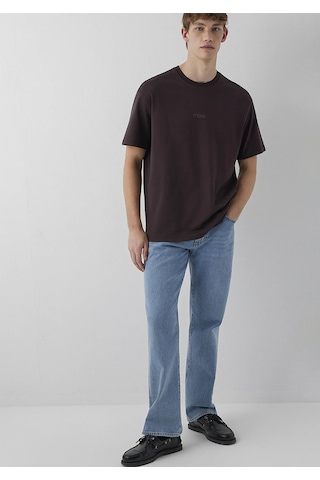 Mavi Erkek Logo Baskılı İnterlok T-shirt M0613102 Kahverengi