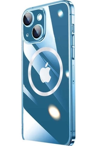 Apple Uyumlu iPhone 14 Plus Kılıf Wireless Şarj Özellikli Sert Pc Zore Riksos M-safe Kapak Renksiz