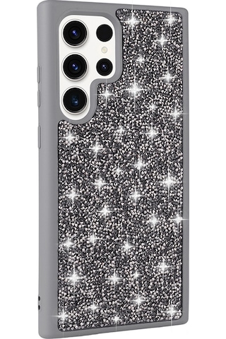 Ardemix Galaxy Uyumlu S22 Ultra Kılıf Parlak Taşlı Tasarım Ardx Pırlanta Kapak - Beyaz Beyaz