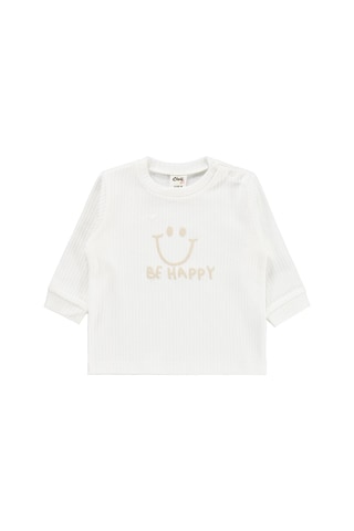 Civil Baby Gülen Yüz Baskılı 6-18 Ay Pijama Takımı - Ekru