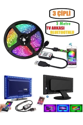 3 Metre Tv Arkası Led Bluetoothlu Sese Duyarlı Led Işık Tv-pc-oto