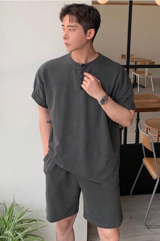 Tarz Cool Erkek Oversize T-shirt Şort Takım Rahat Yazlık Kombin Gri
