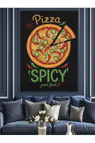 "acı Soslu" Pizza Posteri Dekoratif Kanvas - Mdf Ahşap Tablo